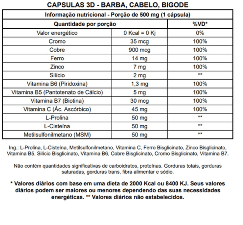 Cápsula 3D GL - Tratamento para Crescimento Capilar 30 dias